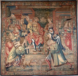 Oedipus Döngüsü: Oedipus ve Jocasta - Solda, Oedipus sfenksin gizemini gösteriyor, ortada, Oedipus tahtta annesi Kraliçe Jocasta