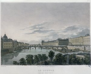 Pont veya Passerelle des Arts, Paris, 1832 (renkli gravür)