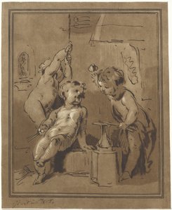 Bir örs üç putti by Bernhard Schreuder