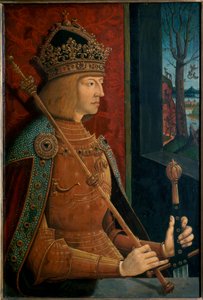İmparator Maximilian I, taç, asa ve kılıçla