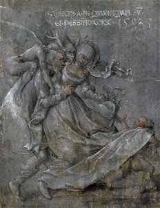 Şeytan ve Aşk Tanrısı ile aşık çifti by Bernhard Strigel