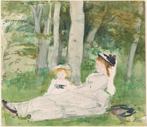 Ormanın Kıyısında (Edma ve Jeanne) by Berthe Morisot