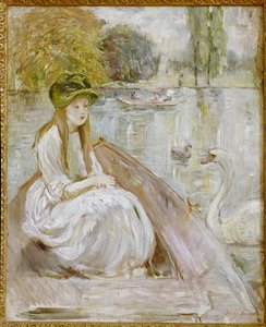 Jeanne Fourmanoir Gölün Kenarında. Berthe Morisot tarafından yapılan boyama by Berthe Morisot