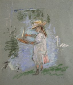 Göl Kenarında Pembeli Julie by Berthe Morisot