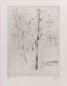 Manzara Nehri yakınında ağaç gövdeleri, 1888. by Berthe Morisot