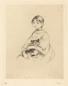 kedi ile küçük kız by Berthe Morisot