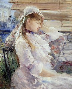 Oturan genç bir kadının profili by Berthe Morisot