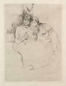 Çizim Dersi (Berthe Morisot Kızıyla Çizim Yapıyor) by Berthe Morisot