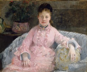 Pembe Elbise, 1870 dolayları (tuval üzerine yağlı boya) by Berthe Morisot
