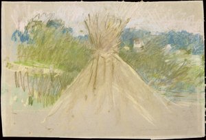 Küçük Haystack, 1882 (kağıt üzerinde pastel) by Berthe Morisot