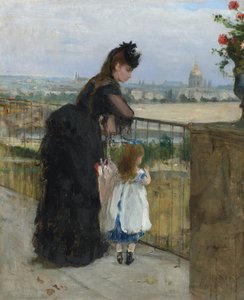 Kadın ve çocuk balkonda by Berthe Morisot