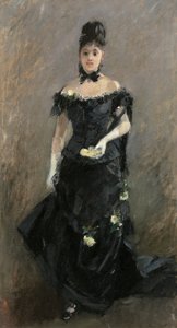 Siyahlı Kadın veya Tiyatrodan Önce, 1875 by Berthe Morisot