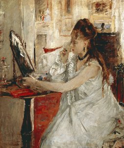Yüzünü Pudralayan Genç Kadın (tuval üzerine yağlı boya by Berthe Morisot