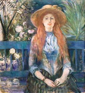 Parkta genç kız,1888 (tuval üzerine yağlıboya) by Berthe Morisot