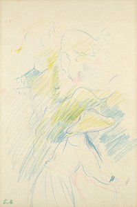 Bahçedeki genç kız, 1888 (kağıt üzerine renkli kalem) by Berthe Morisot