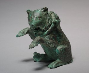 Dans eden bir ayı şeklinde yağ ampulla, 3. yüzyıl (bronz)