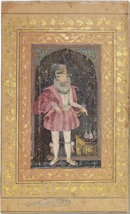 I. James'in Nadir Bir Babür Portresi, c.1615-18 (kağıt üzerinde altınla güçlendirilmiş opak pigmentler) by Bichitr Bichitr