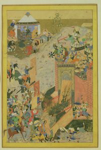 Kale Saldırısı, Pers, Timurlular Dönemi (1370-1506) c.1475-1500 (wc ve kağıt üzerine altın varak) by Bihzad attr. to Bihzad attr. to