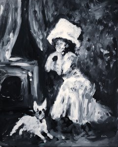Bayan ve Köpek Pozisyonu, 2019 dolayları (Tuval üzerine akrilik) by Blake Munch