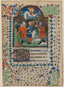 Bir Saatler Kitabından Yaprak: Çobanlara Müjde recto ve Metin verso, c. 1410-20. by Boethius Illuminator