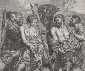 Kovalamacadan dönen Diana, köpekler ve soldaki perileri eşliğinde, iki oturdu..., yakl. 1640-59.