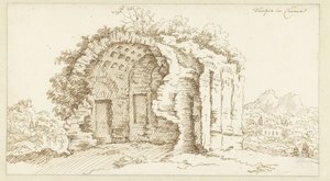Ruïne van een tempel içinde Cumae by Bonaventura van Overbeek