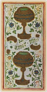 Kupa İkilisi, 'Visconti' destesinden bir tarot kartının tıpkıbasımı, 1441-47 by Bonifacio Bembo