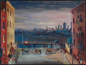 Brooklyn Heights, c.1935 (kağıt üzerinde w/c ve guaj) by Boris Dmitrievich Grigoriev