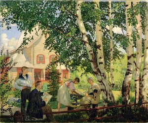 Evde, 1914-18 by Boris Mikhailovich Kustodiev