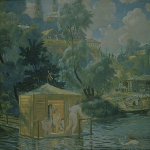 Yıkananlar, 1921 by Boris Mikhailovich Kustodiev
