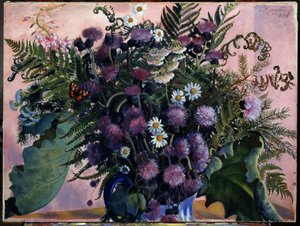 Fin çiçekleri buketi. (Fince Çiçek demeti). Boris Michaylovich Kustodiev