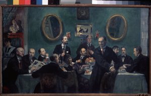 World of Art Hareketi Üyeleri by Boris Mikhailovich Kustodiev