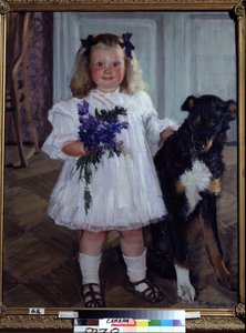 Irina Köpek Shumka Ile Kızı Portresi. Boris Michaylovich Kustodiev