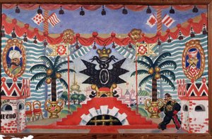 Tiyatro oyunu için sahne tasarımı Pire, E. Zamyatin, 1925-1926 by Boris Mikhailovich Kustodiev