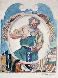 Ayakkabıcı, 1918. by Boris Mikhailovich Kustodiev