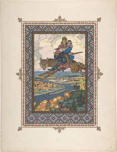 Ivan Tsarevich, Firebird ve Grey Wolf peri masalı için illüstrasyon, c. 1925 by Boris Vasilievich Zvorykin