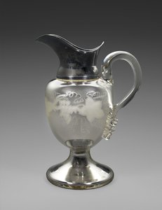 Sürahi, c. 1865-1871 (gümüş cam, gümüş tabak, mantar, kağıt) by Boston Silver Glass Company