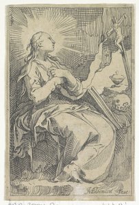 Bir haç önünde mağarada Tövbekar Mary Magdalene by Boëtius Adamsz. Bolswert