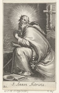 Bir keşiş olarak Aziz Ammonius Büyük S. Ammon Nitriota (nesne üzerindeki başlık) Hermits (dizi adı) Sacra eremvs ascetarvm (dizi başlığı)