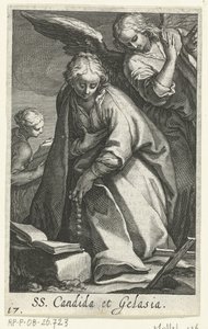 melek ile keşiş olarak Aziz Candida ve Aziz Gelasia SS. Candida et Gelasia (nesne üzerindeki başlık) Hermites (dizi adı) Sacra Eremus Ascetriarum (dizi adı)