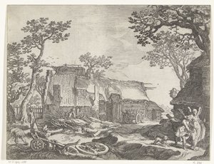 Çiftlik, Tobias ve Melek ile Manzara Kırsal Yüzler (dizi adı) by Boëtius Adamsz. Bolswert