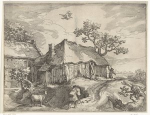 Çiftlik ve Ganymede soygunu ile manzara Kırsal yüzler by Boëtius Adamsz. Bolswert