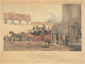"The Bedford Times" / Bedford Times Coach'un bu baskısı, William Henry Whitbread Esq're'ye saygıyla / izinle ithaf edilmiştir. / en itaatkar ve sadık Uşağı tarafından / J. Matthew Crispin by Bradford Rudge