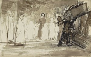 Seyircilerin yanından bir tabutun taşındığı cenaze töreni by Bramine Hubrecht