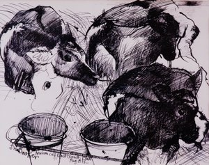 Buzağılar, nemli, yeni doğan, 1978 by Brenda Brin Booker
