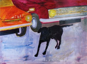 İkinci El Araba Lotunda Köpek, Kırmızı Arabalı Rex by Brenda Brin Booker