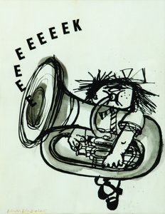 Eeeeeeeek! (kağıt üzerine mürekkep)