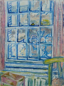 Yatak Odası Penceresi (kağıt üzerinde yağlı boya ve pastel) by Brenda Brin Booker