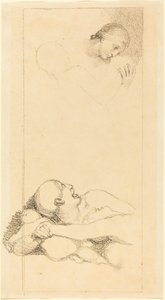Korkmuş Adam Yukarıya Bakıyor; kadın ve çocuklar by British 18th Century after John Flaxman