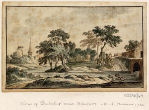 Bir dizi eskiz, Büyük Britanya, Kıta ve Amerika'dan görünümler 1772-1778 (suluboya) by British School